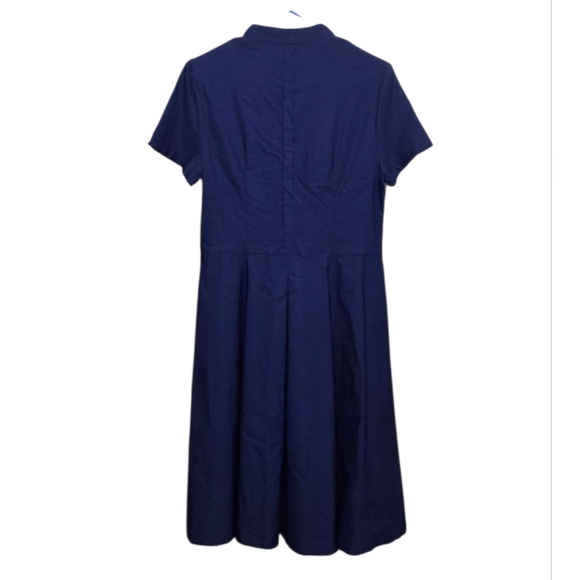 Miss Lulo Cotton Blend Midi Dress Sz Large Navy Blue 18-20" PTP, 40" Length - Picture 3 of 6
